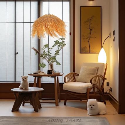 Lustră pe cablu Immax NATURALEZA 1xE27/40W/230V d. 55 cm ratan