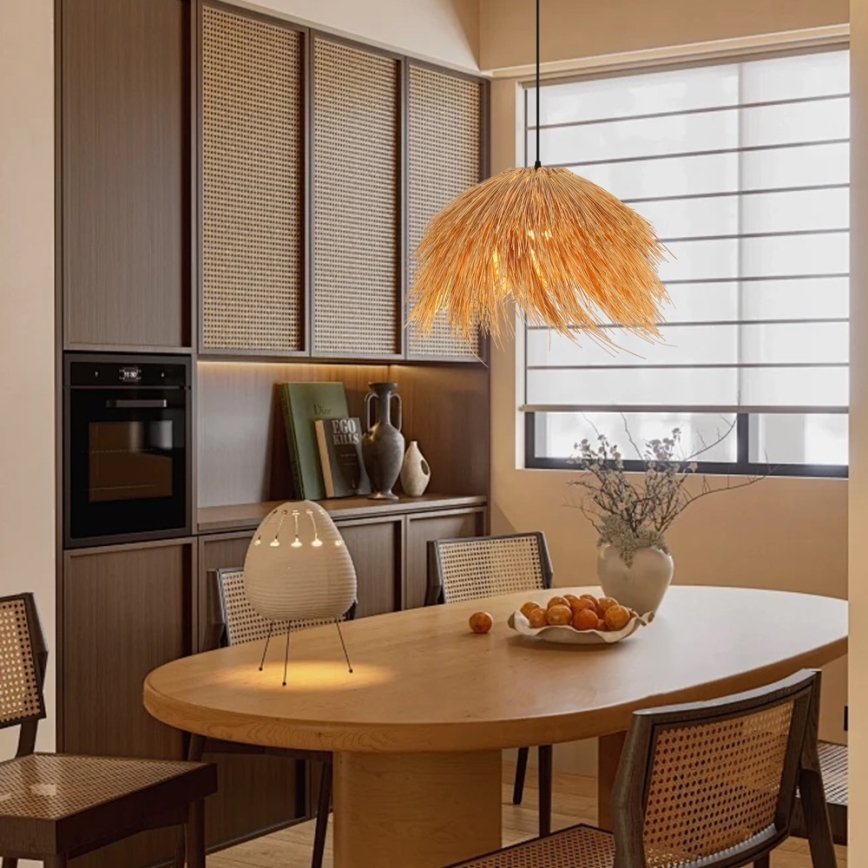 Lustră pe cablu Immax NATURALEZA 1xE27/40W/230V d. 55 cm ratan