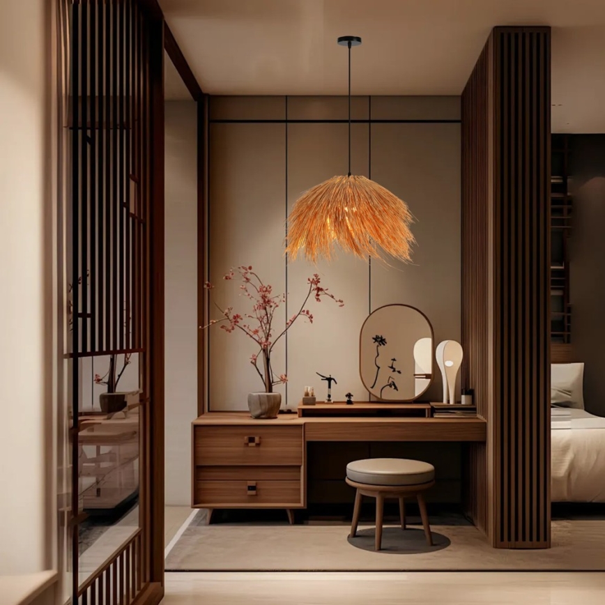 Lustră pe cablu Immax NATURALEZA 1xE27/40W/230V d. 55 cm ratan