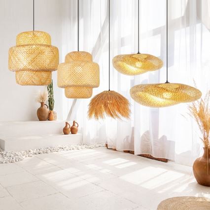 Lustră pe cablu Immax NATURALEZA 1xE27/40W/230V d. 55 cm ratan