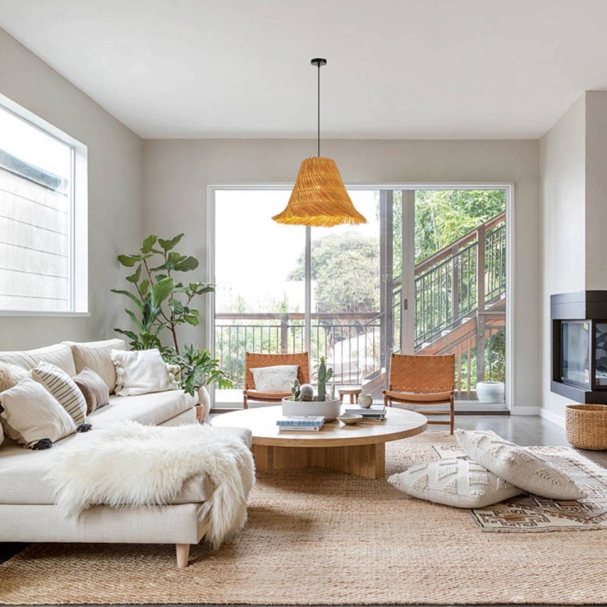 Lustră pe cablu Immax NATURALEZA 1xE27/40W/230V d. 45 cm ratan