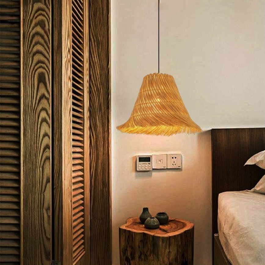 Lustră pe cablu Immax NATURALEZA 1xE27/40W/230V d. 45 cm ratan