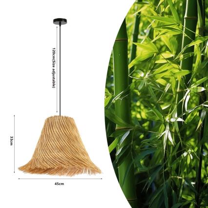 Lustră pe cablu Immax NATURALEZA 1xE27/40W/230V d. 45 cm ratan