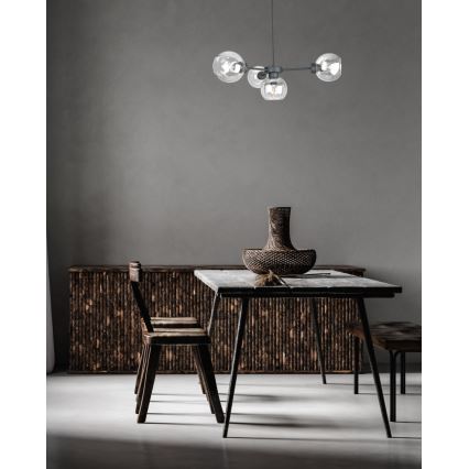 Lustră pe cablu KALIOPE 4xE27/60W/230V negru/transparent