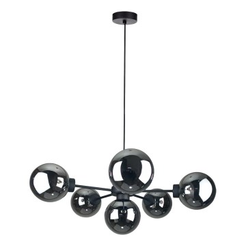 Lustră pe cablu KALIOPE II 6xE14/50W/230V negru/negru fumuriu
