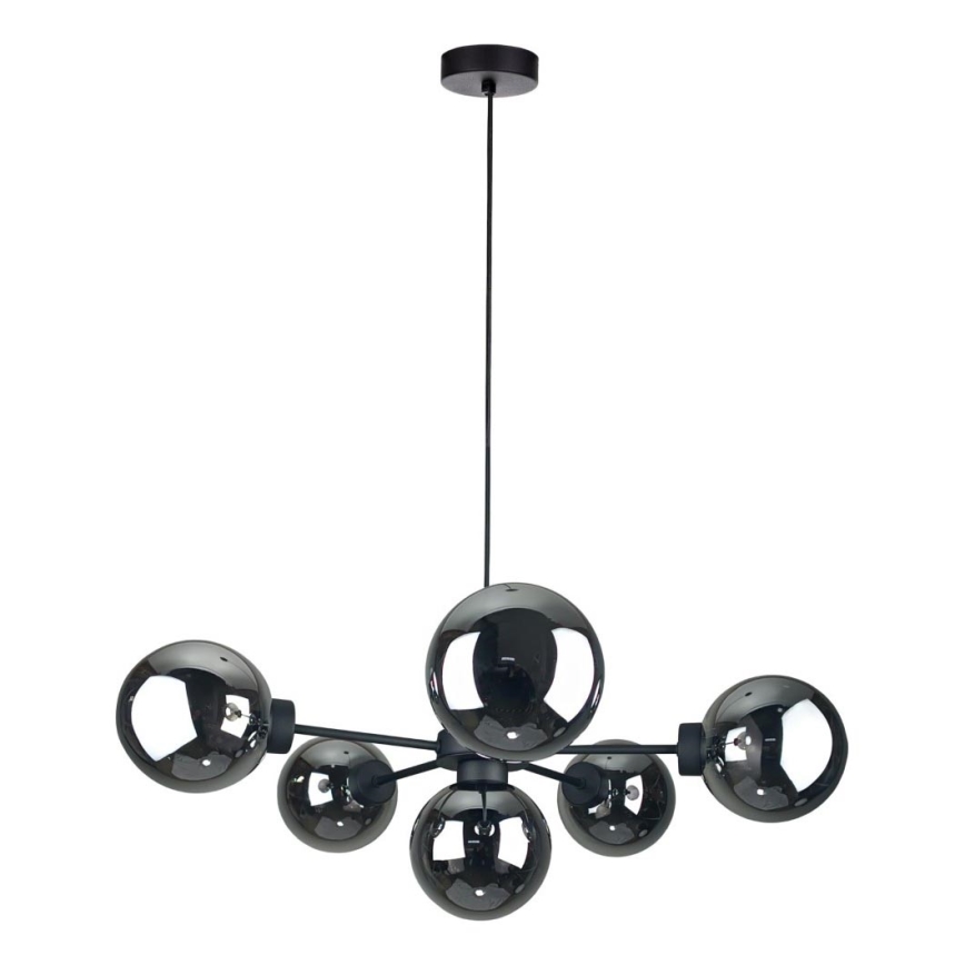 Lustră pe cablu KALIOPE II 6xE14/50W/230V negru/negru fumuriu