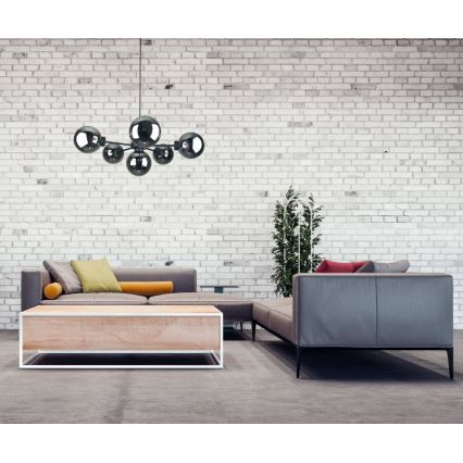 Lustră pe cablu KALIOPE II 6xE14/50W/230V negru/negru fumuriu