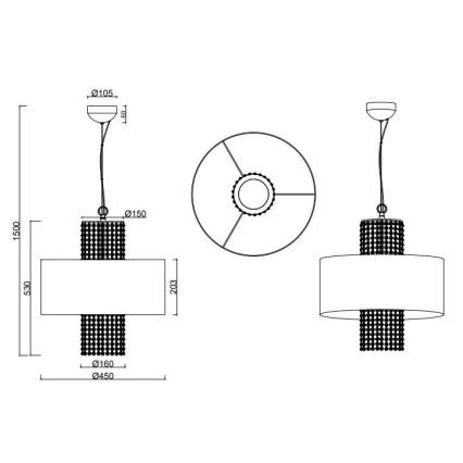 Lustră pe cablu KING 3xE14/28W/230V argintie Reality