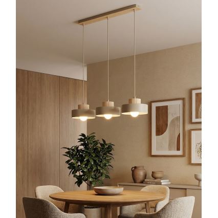 Lustră pe cablu KIVI 3xE27/15W/230V bej