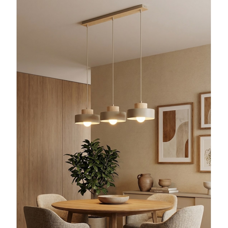 Lustră pe cablu KIVI 3xE27/15W/230V bej