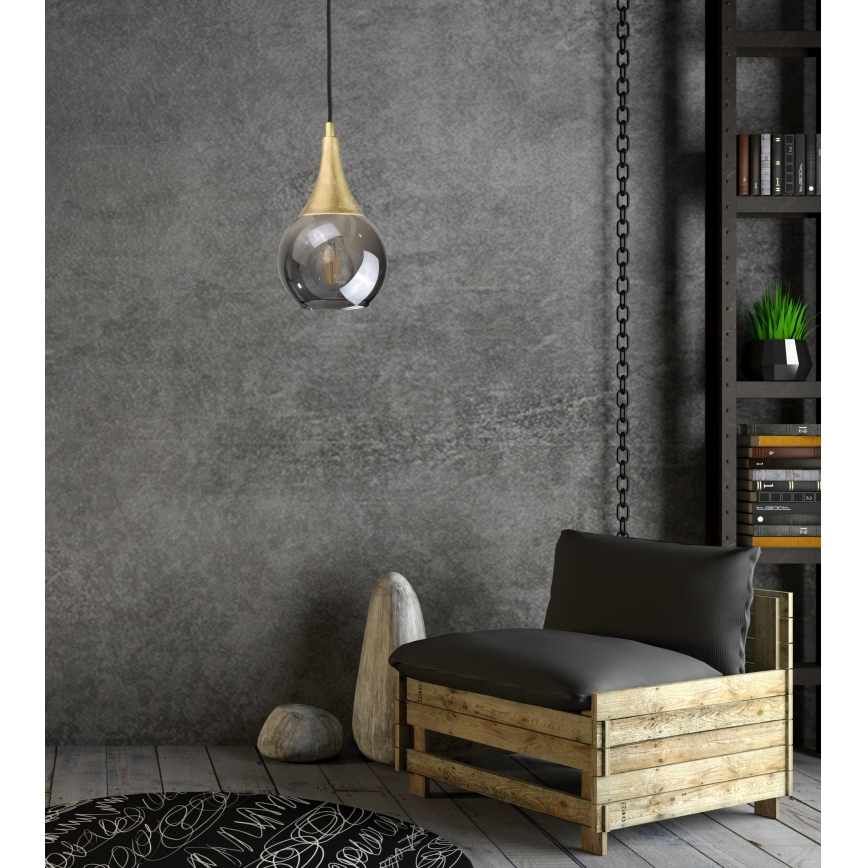 Lustră pe cablu LACRIMA SMOKY 1xE27/60W/230V