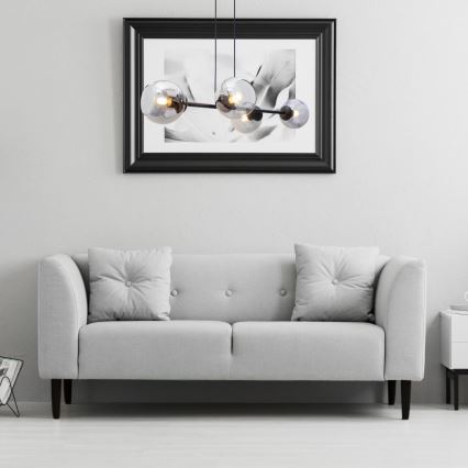 Lustră pe cablu LATIL 4xE27/60W/230V negru