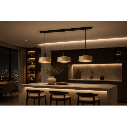 Lustră pe cablu LATTE 3xE27/60W/230V bej/negru