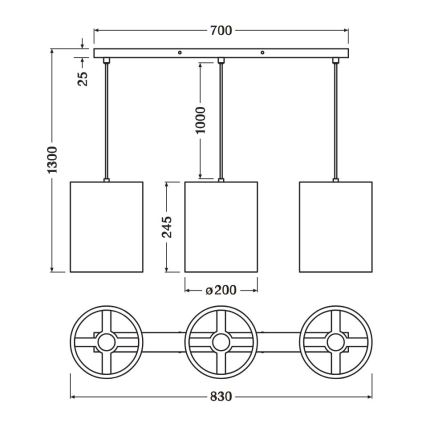 Lustră pe cablu Ledvance DECOR CARDBOARD 3xE27/15W/230V