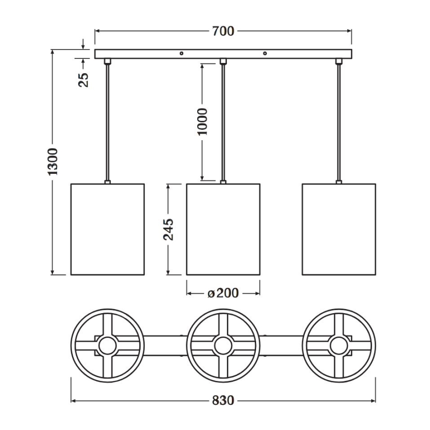 Lustră pe cablu Ledvance DECOR CARDBOARD 3xE27/15W/230V