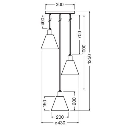 Lustră pe cablu Ledvance DECOR RAFFIA 3xE27/15W/230V rafie