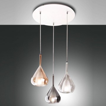 Lustră pe cablu LILA 3xE27/40W/230V auriu/gri/transparent Fabas Luce 3481-47-297