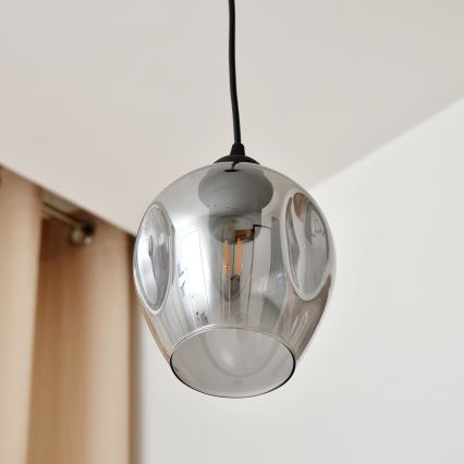 Lustră pe cablu LILI 1xE27/15W/230V negru/gri