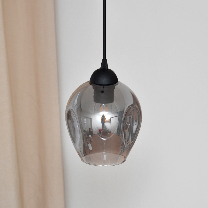 Lustră pe cablu LILI 1xE27/15W/230V negru/gri