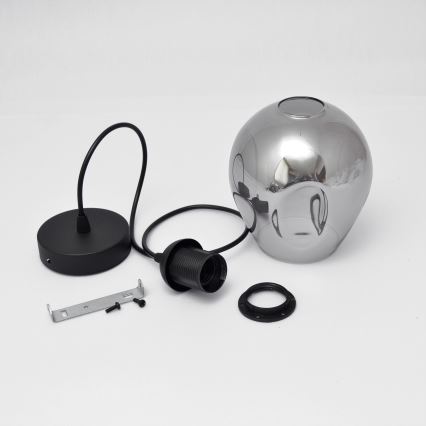 Lustră pe cablu LILI 1xE27/15W/230V negru/gri