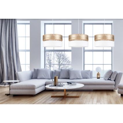 Lustră pe cablu LIMA 1xE27/60W/230V albă/aurie