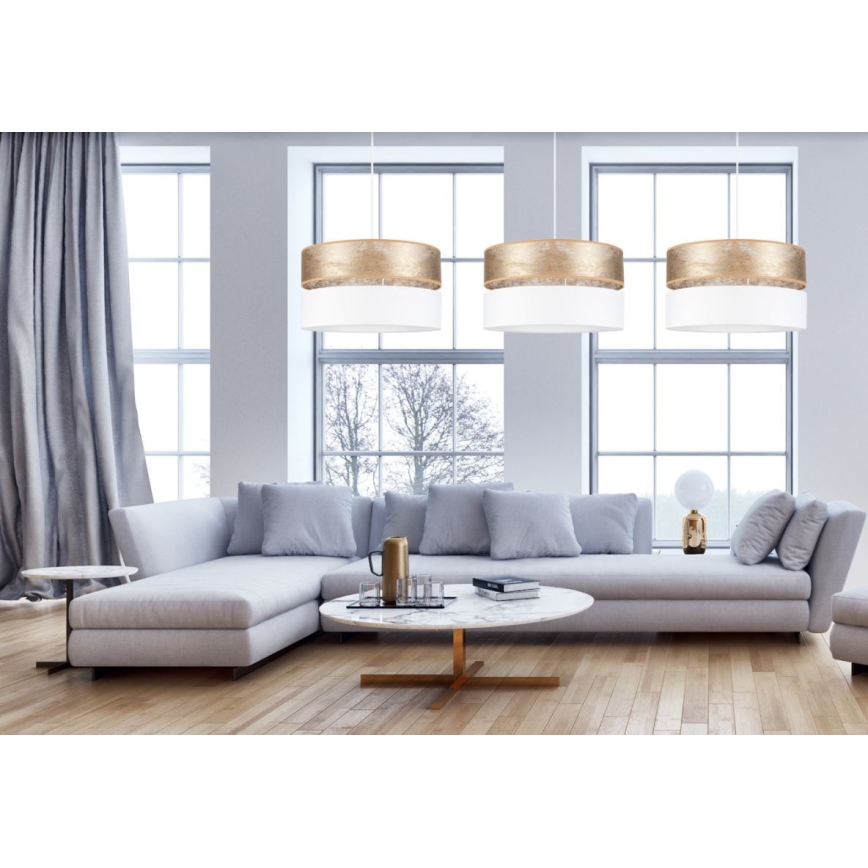 Lustră pe cablu LIMA 1xE27/60W/230V albă/aurie