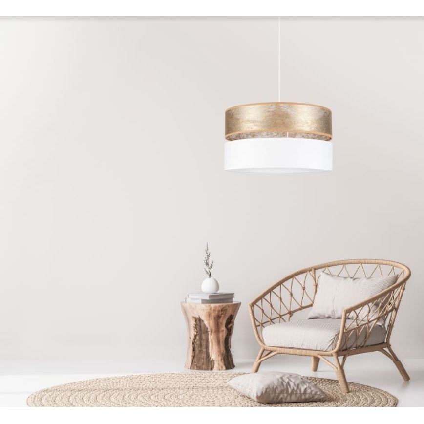 Lustră pe cablu LIMA 1xE27/60W/230V albă/aurie