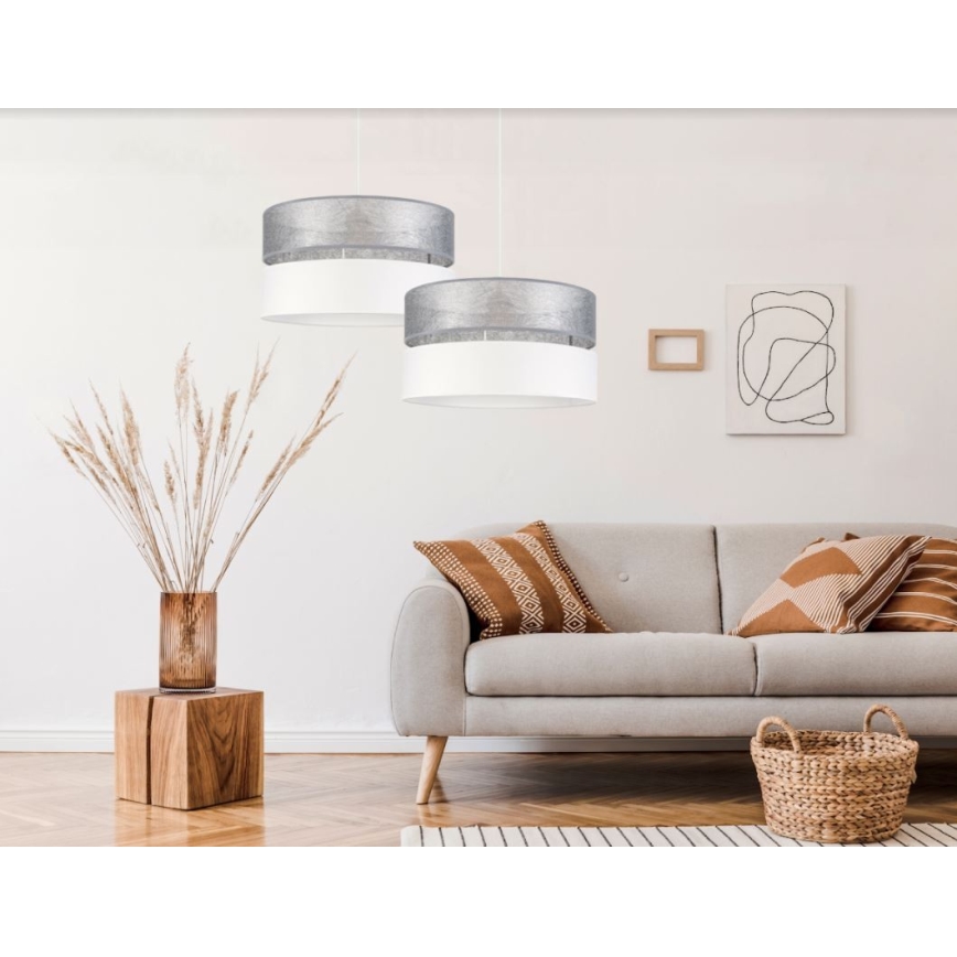 Lustră pe cablu LIMA 1xE27/60W/230V argintie/albă