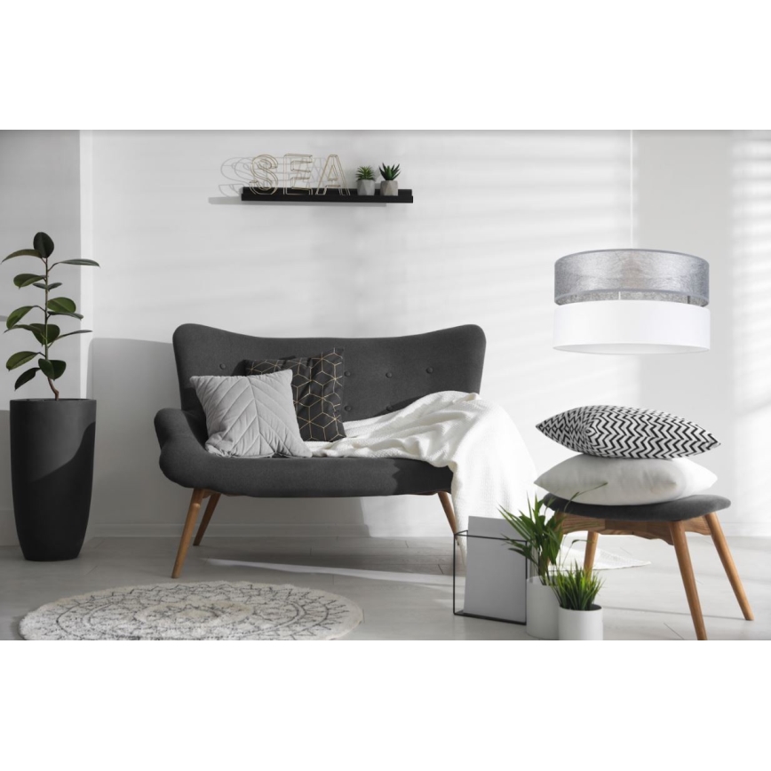 Lustră pe cablu LIMA 1xE27/60W/230V argintie/albă