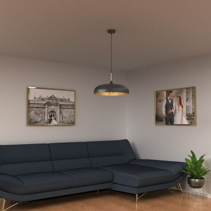 Lustră pe cablu LINCOLN 1xE27/60W/230V d. 45 cm neagră