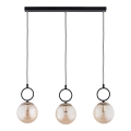 Lustră pe cablu LISTER 3xE14/10W/230V negru/bej fumuriu