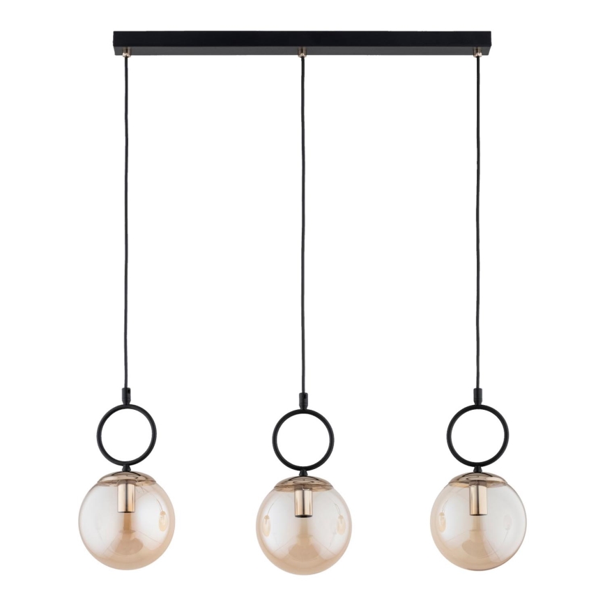 Lustră pe cablu LISTER 3xE14/10W/230V negru/bej fumuriu