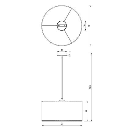 Lustră pe cablu LOFT SHADE 1xE27/60W/230V d. 40 cm neagră/aurie
