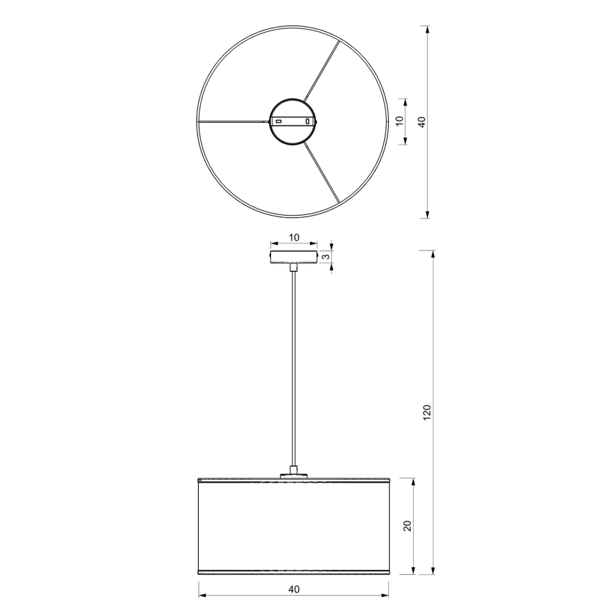 Lustră pe cablu LOFT SHADE 1xE27/60W/230V d. 40 cm neagră/aurie