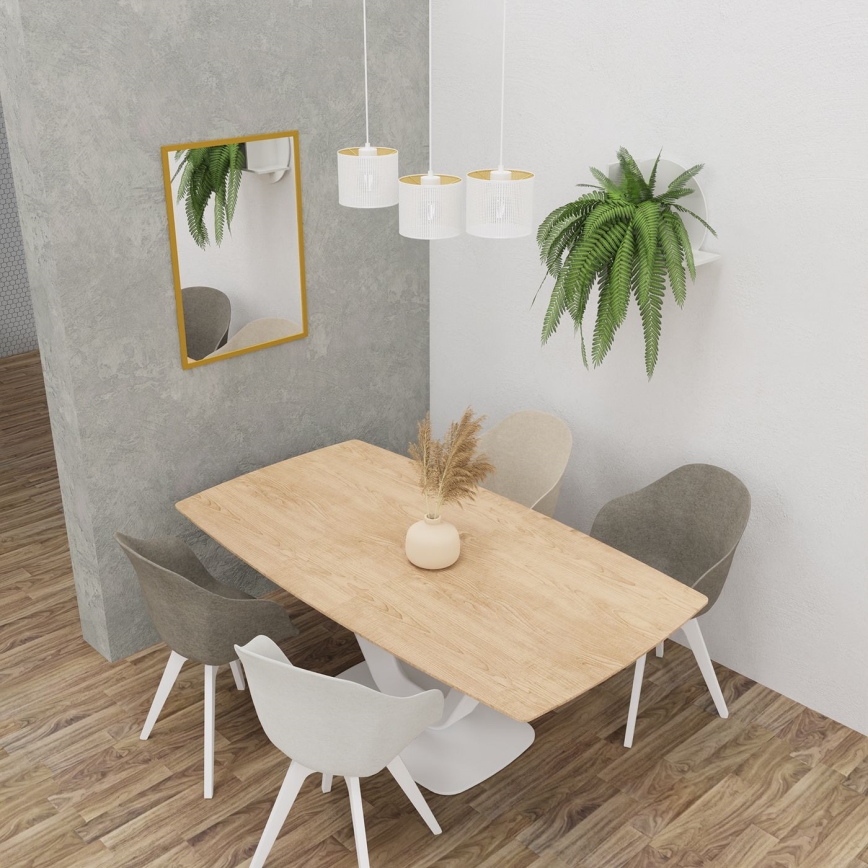 Lustră pe cablu LOFT SHADE 3xE27/60W/230V albă/aurie