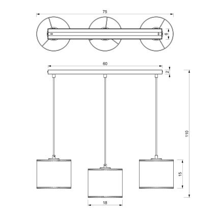 Lustră pe cablu LOFT SHADE 3xE27/60W/230V albă/aurie