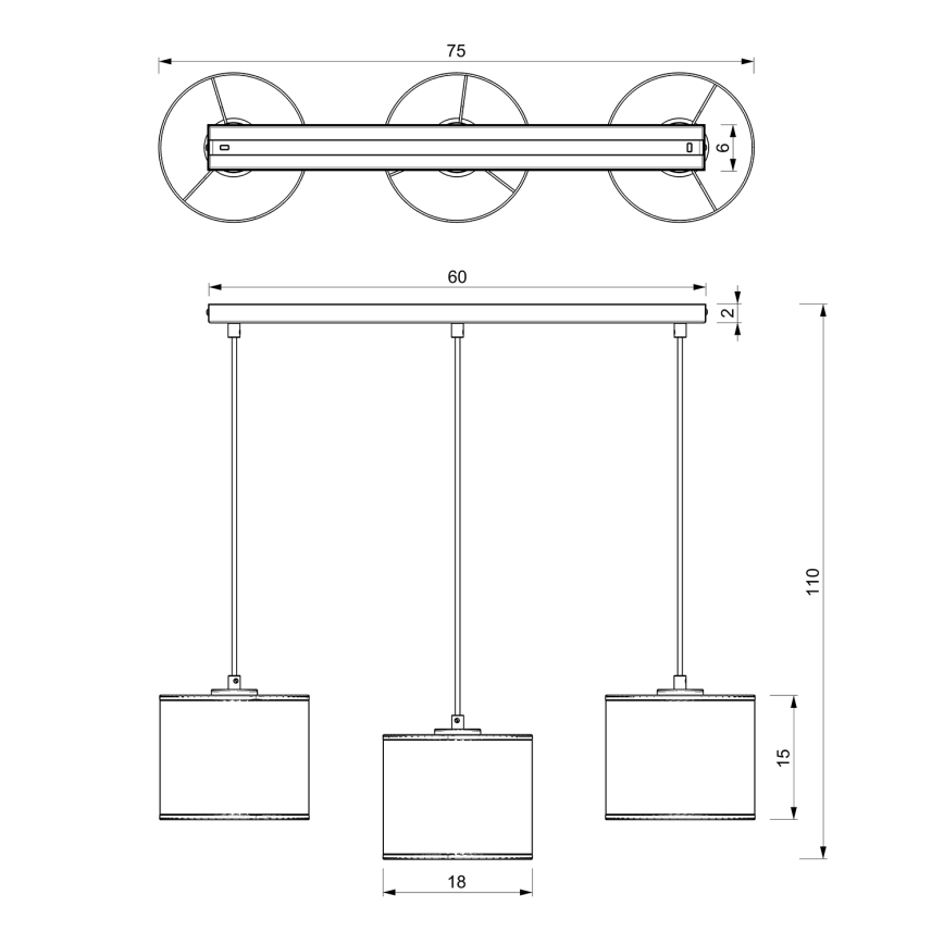 Lustră pe cablu LOFT SHADE 3xE27/60W/230V albă/aurie