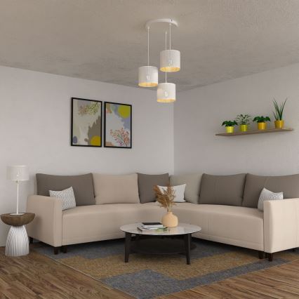 Lustră pe cablu LOFT SHADE 3xE27/60W/230V albă/aurie