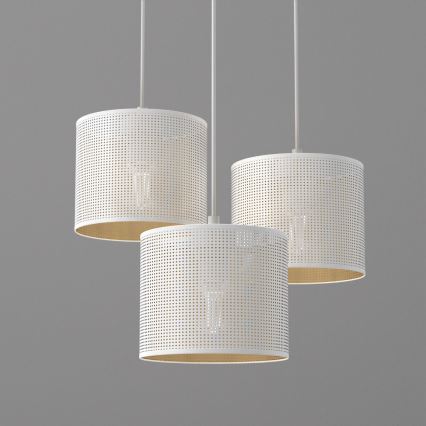Lustră pe cablu LOFT SHADE 3xE27/60W/230V albă/aurie