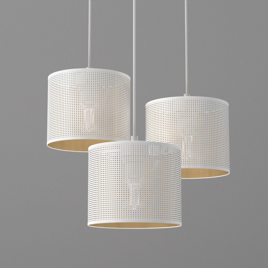 Lustră pe cablu LOFT SHADE 3xE27/60W/230V albă/aurie