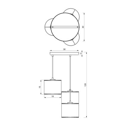 Lustră pe cablu LOFT SHADE 3xE27/60W/230V albă/aurie