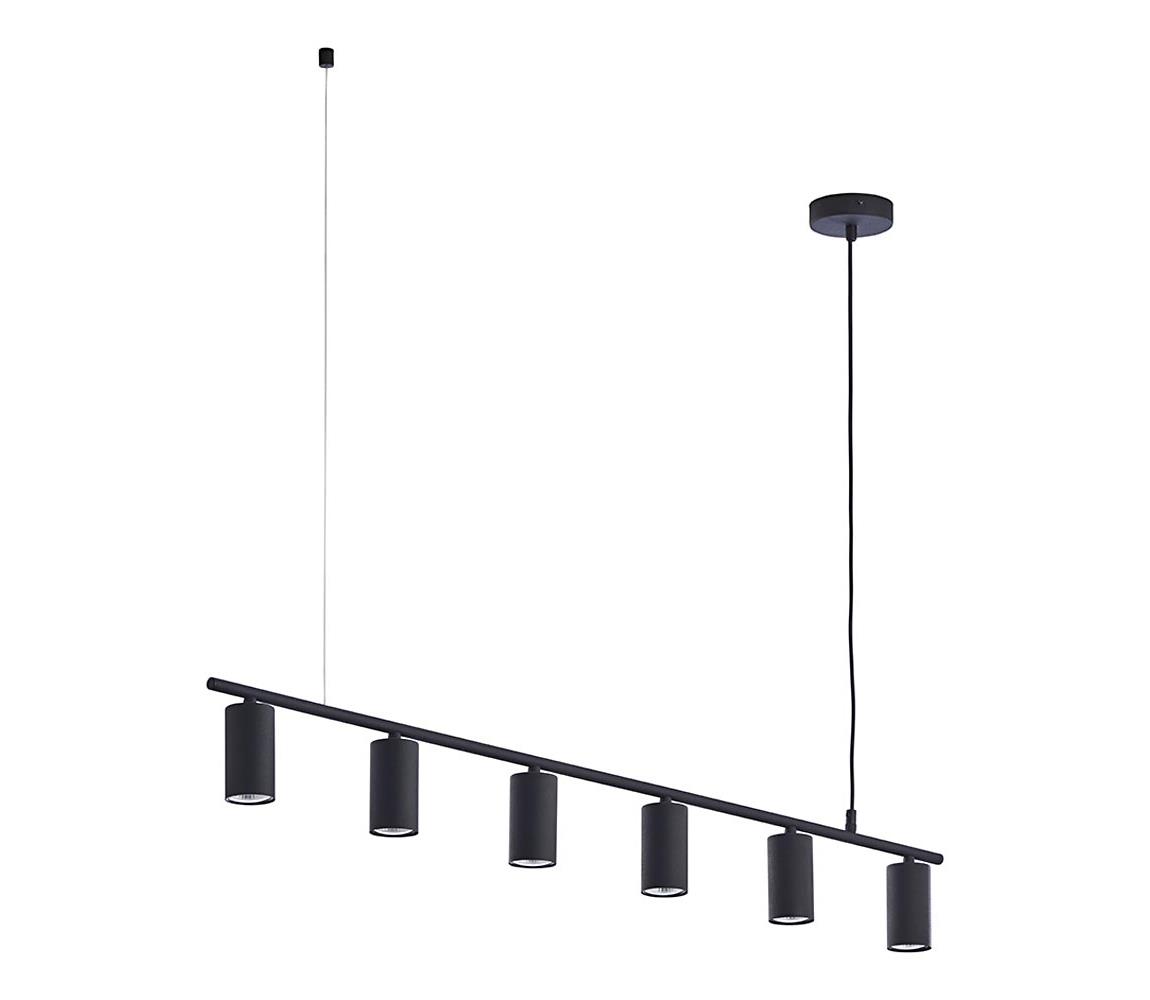 Lustră pe cablu LOGAN BLACK 6xGU10/10W/230V