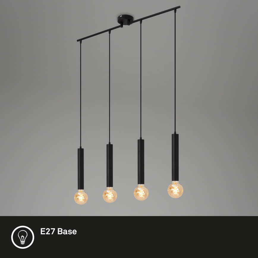 Lustră pe cablu LONGA 4xE27/60W/230V negru Briloner