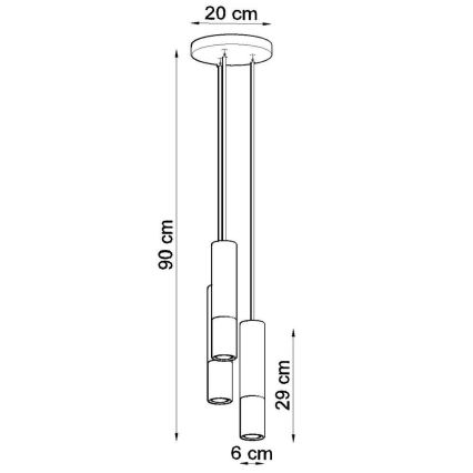 Lustră pe cablu LOOPEZ 3xGU10/40W/230V rotundă neagră/aurie