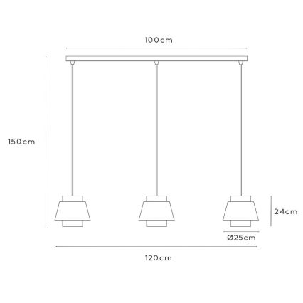Lustră pe cablu Lucide 21435/03/38 TRIBUTE 3xE27/40W/230V crem