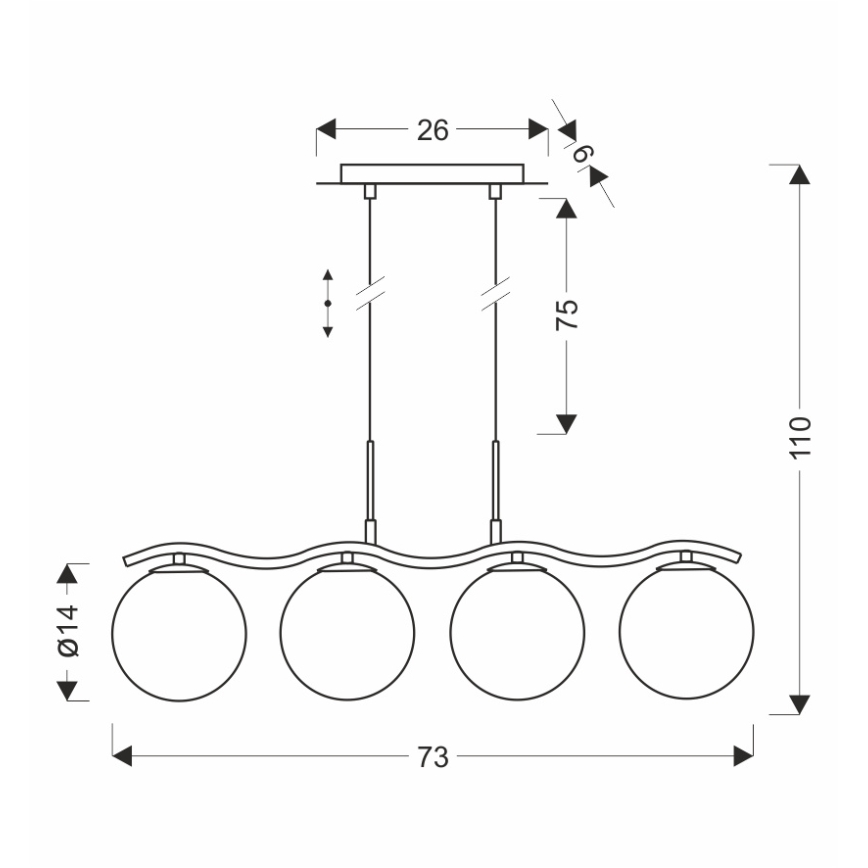 Lustră pe cablu LUMOS 4xG9/20W/230V, negru fumuriu