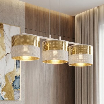 Lustră pe cablu LUX 3xE27/15W/230V alb/auriu