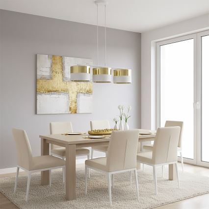 Lustră pe cablu LUX 3xE27/15W/230V alb/auriu