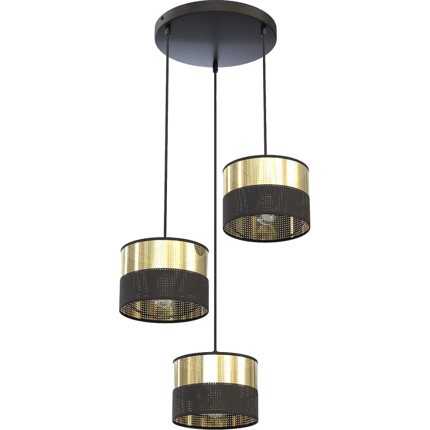 Lustră pe cablu LUX 3xE27/15W/230V negru/auriu