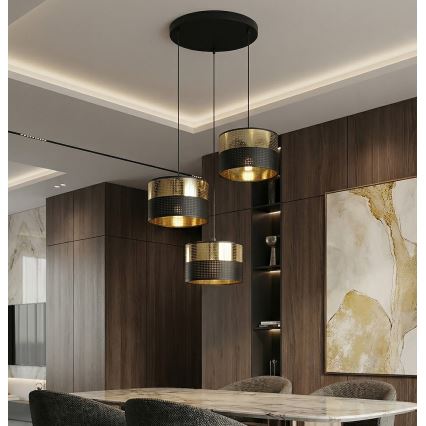 Lustră pe cablu LUX 3xE27/15W/230V negru/auriu